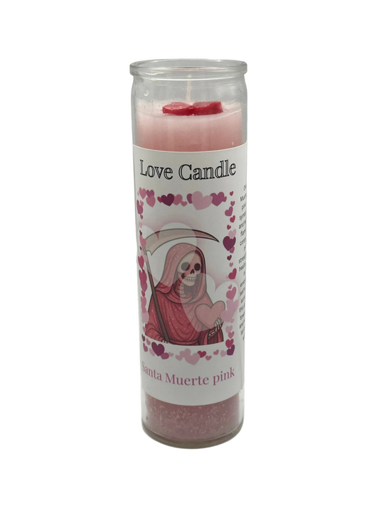 Santa muerte pink prepared candle