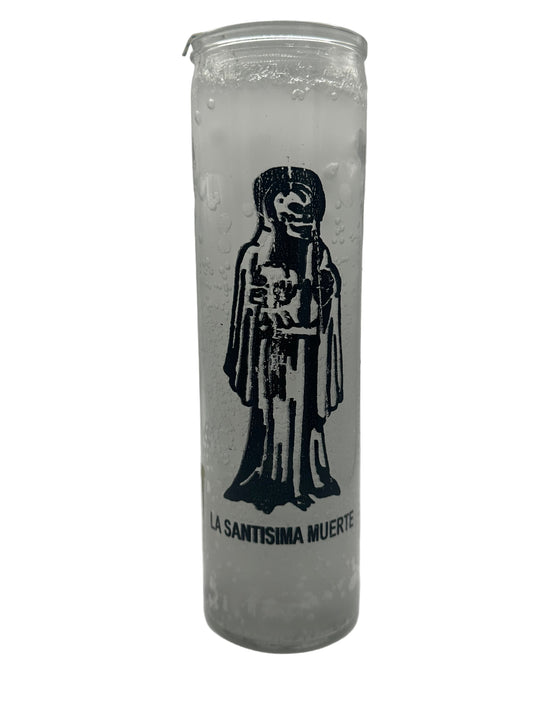 white santa muerte candle